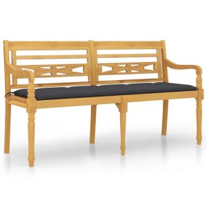 Ławka Batavia z antracytowy poduszką,150 cm, lite drewno tekowe 550317 Ławka Batavia z antracytowy poduszką,150 cm, lite drewno tekowe 550317