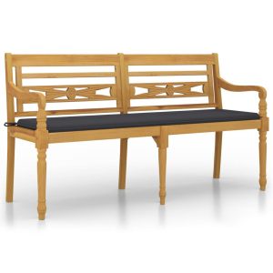 Ławka Batavia z antracytowy poduszką,150 cm, lite drewno tekowe 550316 Ławka Batavia z antracytowy poduszką,150 cm, lite drewno tekowe 550316
