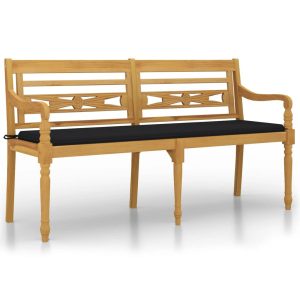 Ławka Batavia z czarna poduszką, 150 cm, lite drewno tekowe 550327 Ławka Batavia z czarna poduszką, 150 cm, lite drewno tekowe 550327