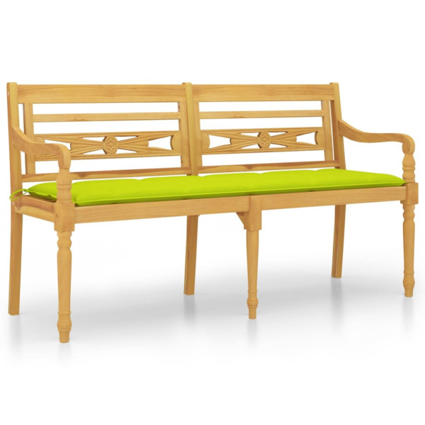 Ławka Batavia z jasnozielony poduszką,150cm, lite drewno tekowe 550332