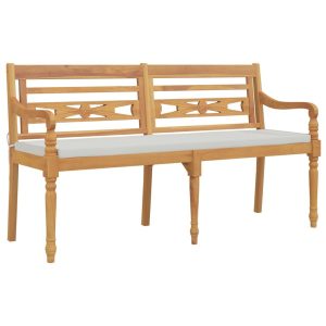 Ławka Batavia z poduszką, 150 cm, lite drewno tekowe 550339 Ławka Batavia z poduszką, 150 cm, lite drewno tekowe 550339