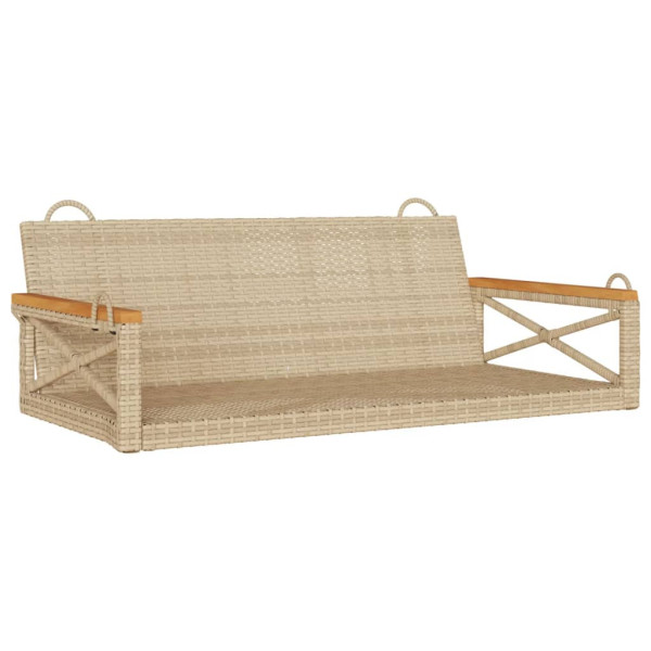 Ławka bujana, beżowa, 109x62x40 cm, polirattan 561109