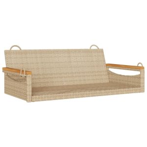 Ławka bujana, beżowa, 109x62x40 cm, polirattan 561106