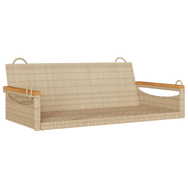 Ławka bujana, beżowa, 109x62x40 cm, polirattan 561106