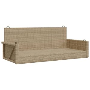 Ławka bujana, beżowa, 119x56x48 cm, polirattan 560585