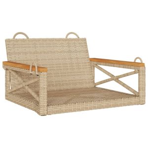 Ławka bujana, beżowa, 63x62x40 cm, polirattan 561122