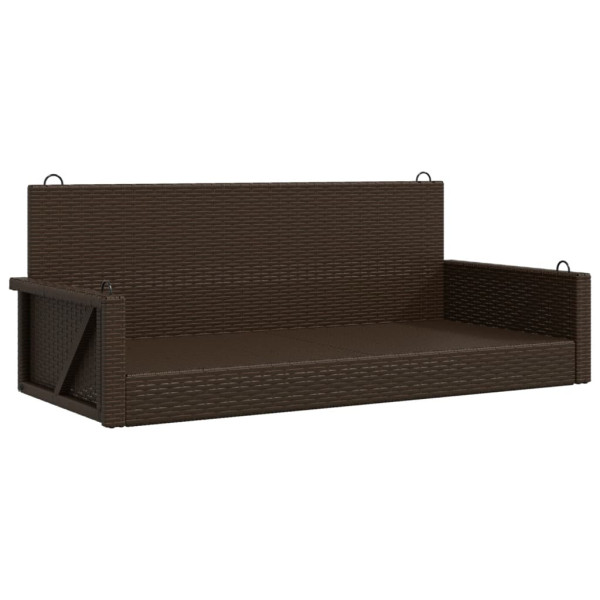 Ławka bujana, brązowa, 119x56x48 cm, polirattan 560563