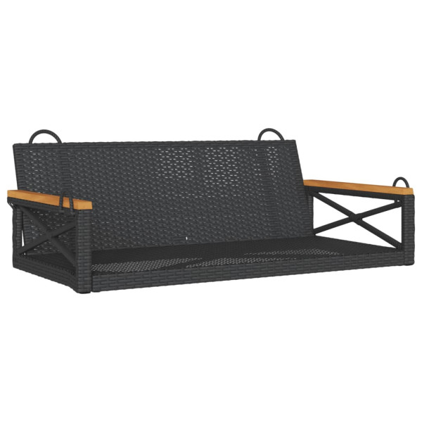 Ławka bujana, czarna, 109x62x40 cm, polirattan 561116