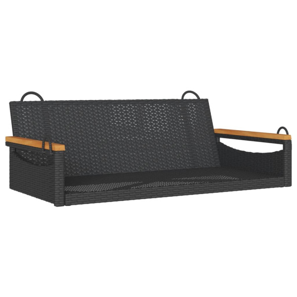 Ławka bujana, czarna, 109x62x40 cm, polirattan 561111