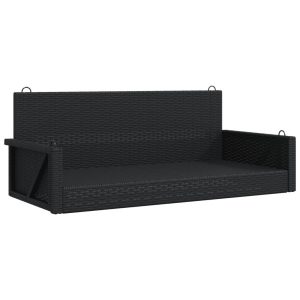 Ławka bujana, czarna, 119x56x48 cm, polirattan 560593