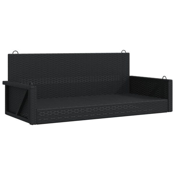 Ławka bujana, czarna, 119x56x48 cm, polirattan 560593