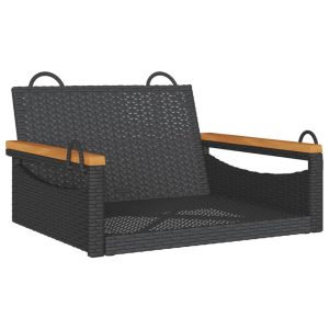 Ławka bujana, czarna, 63x62x40 cm, polirattan 561115