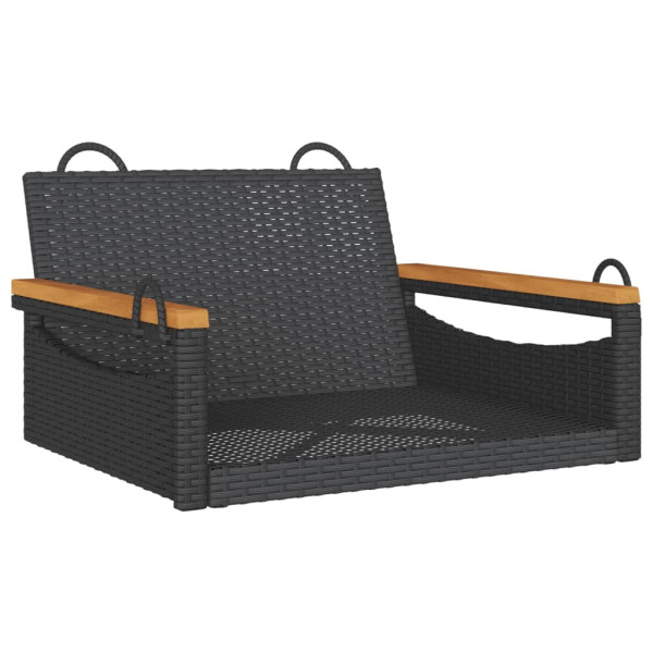Ławka bujana, czarna, 63x62x40 cm, polirattan 561115