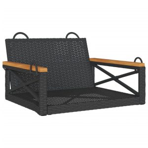 Ławka bujana, czarna, 63x62x40 cm, polirattan 561110