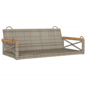 Ławka bujana, szara, 109x62x40 cm, polirattan 561125
