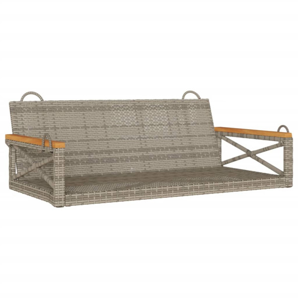 Ławka bujana, szara, 109x62x40 cm, polirattan 561125
