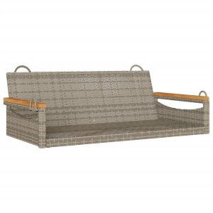 Ławka bujana, szara, 109x62x40 cm, polirattan 561120