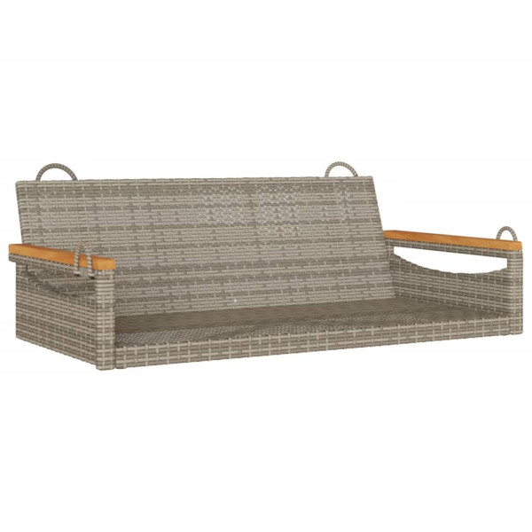 Ławka bujana, szara, 109x62x40 cm, polirattan 561120