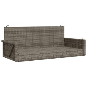 Ławka bujana, szara, 119x56x48 cm, polirattan 560573