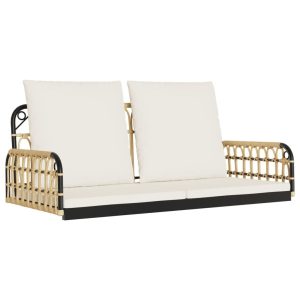 Ławka bujana z poduszkami, 105x58x38 cm, polirattan i stal 560504 Ławka bujana z poduszkami, 105x58x38 cm, polirattan i stal 560504