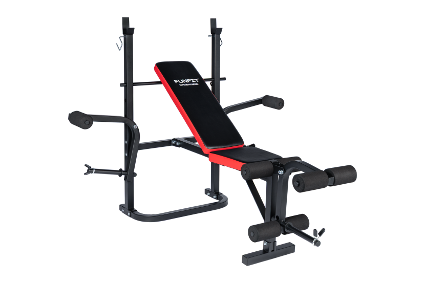 Ławka do ćwiczeń regulowana ze stojakami pod sztangę trening siłowy FUNFIT 963341