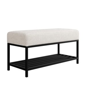 Ławka do przedpokoju Hamilton beżowa czarne nogi 100 cm 1060847