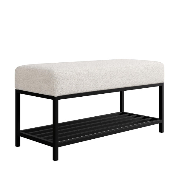 Ławka do przedpokoju Hamilton beżowa czarne nogi 100 cm 1060847