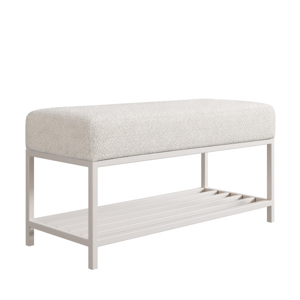 Ławka do przedpokoju Hamilton beżowa kaszmir nogi 80 cm 1060834