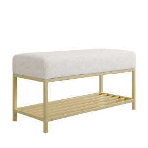 Ławka do przedpokoju Hamilton beżowa złote nogi 80 cm 1060840