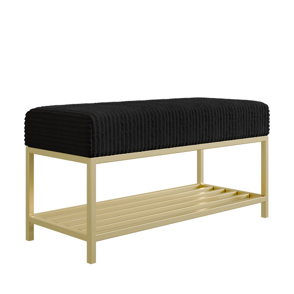 Ławka do przedpokoju Hamilton czarna złote nogi 100 cm 1060842