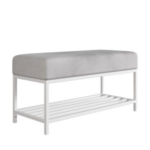 Ławka do przedpokoju Hamilton jasnoszara białe nogi 80 cm 1060809