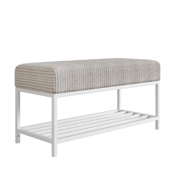 Ławka do przedpokoju Hamilton szara białe nogi 80 cm 1060829