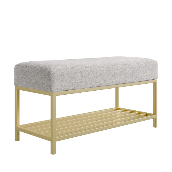 Ławka do przedpokoju Hamilton szara złote nogi 80 cm 1060831