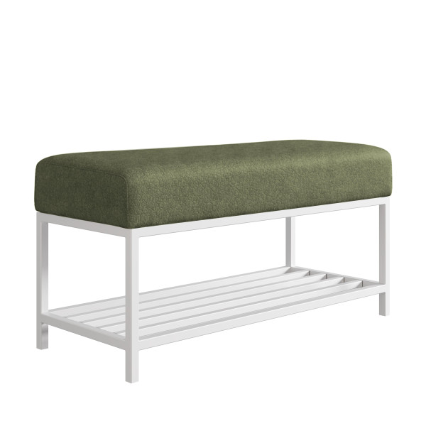 Ławka do przedpokoju Hamilton zielona białe nogi 100 cm 1060798