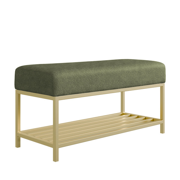 Ławka do przedpokoju Hamilton zielona złote nogi 100 cm 1060853