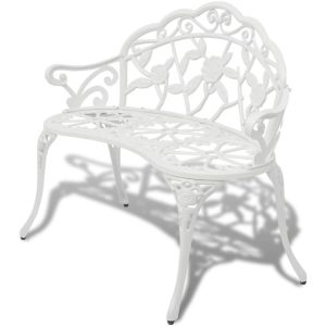 Ławka ogrodowa, 100 cm, odlewane aluminium, biała 560868 Ławka ogrodowa, 100 cm, odlewane aluminium, biała 560868