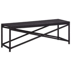 Ławka ogrodowa, 120 cm, polirattan, czarna 560885 Ławka ogrodowa, 120 cm, polirattan, czarna 560885