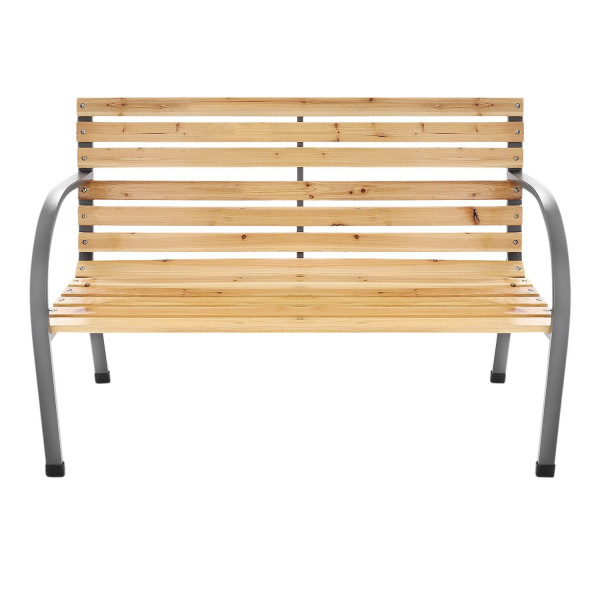 Ławka ogrodowa 120 cm z oparciem parkowa drewniana metalowa taras balkon 764501