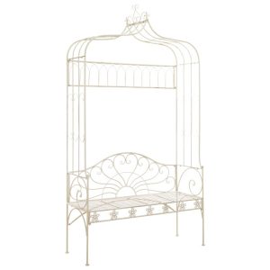 Ławka ogrodowa, 122 cm, żelazo, antyczna biel 562565 Ławka ogrodowa, 122 cm, żelazo, antyczna biel 562565