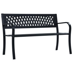 Ławka ogrodowa, 125 cm, czarna, stalowa 561005 Ławka ogrodowa, 125 cm, czarna, stalowa 561005