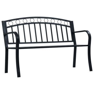 Ławka ogrodowa, 125 cm, czarna, stalowa 560583 Ławka ogrodowa, 125 cm, czarna, stalowa 560583