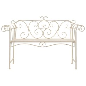 Ławka ogrodowa, 132 cm, metalowa, antyczna biel 562615 Ławka ogrodowa, 132 cm, metalowa, antyczna biel 562615