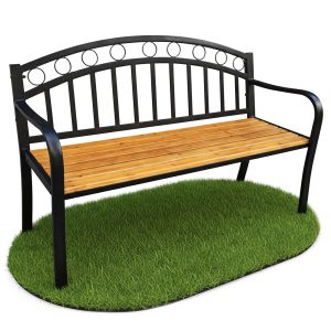 Ławka ogrodowa ARUM z lakierowanego drewna stalowe nogi szerokość 127 cm 511796 Ławka ogrodowa ARUM z lakierowanego drewna stalowe nogi szerokość 127 cm 511796