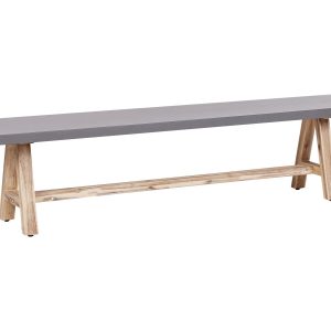 Ławka ogrodowa beton 200 cm szara jasne drewno 452744 Ławka ogrodowa beton 200 cm szara jasne drewno 452744