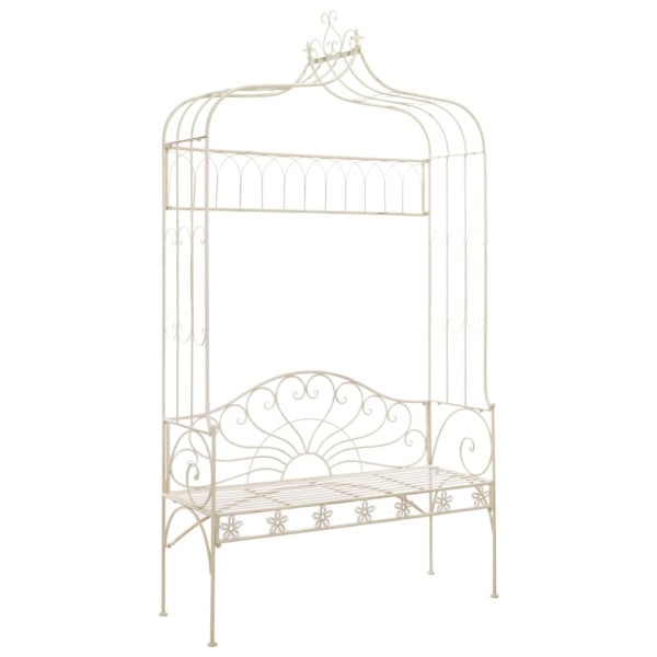 Ławka ogrodowa Biały 122 cm Metal vidaXL 266855