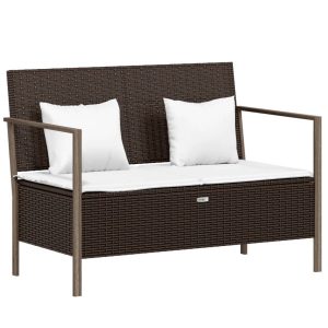 Ławka ogrodowa Brąz Technorattan vidaXL 266884 Ławka ogrodowa Brąz Technorattan vidaXL 266884