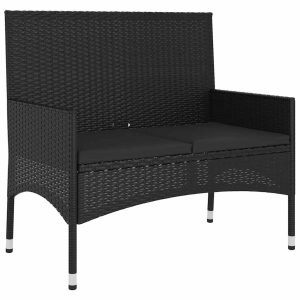 Ławka ogrodowa Czarny Technorattan vidaXL 565764 Ławka ogrodowa Czarny Technorattan vidaXL 565764