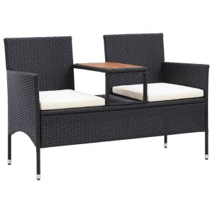 Ławka ogrodowa Czarny Technorattan vidaXL 266874 Ławka ogrodowa Czarny Technorattan vidaXL 266874