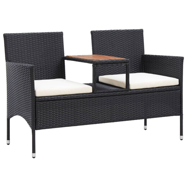 Ławka ogrodowa Czarny Technorattan vidaXL 266874