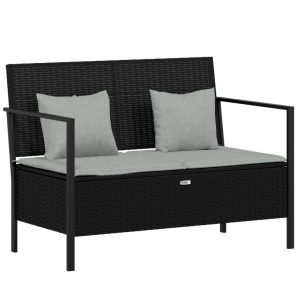 Ławka ogrodowa Czarny Technorattan vidaXL 266858 Ławka ogrodowa Czarny Technorattan vidaXL 266858